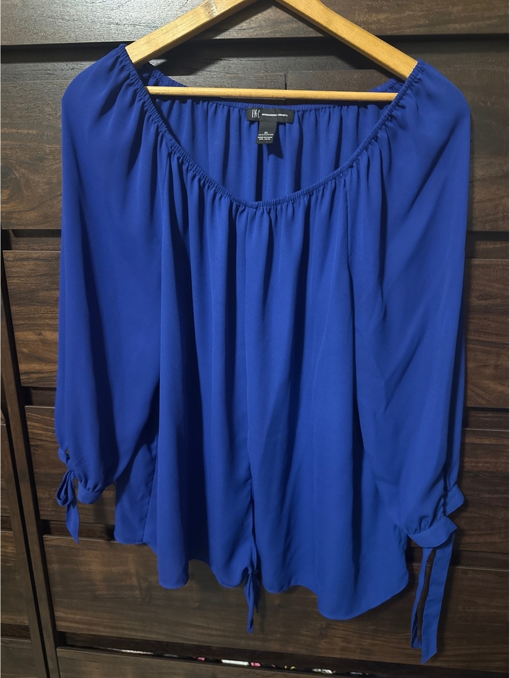 INC International Concepts Women's Blue Off-Shoulder Blouse XL